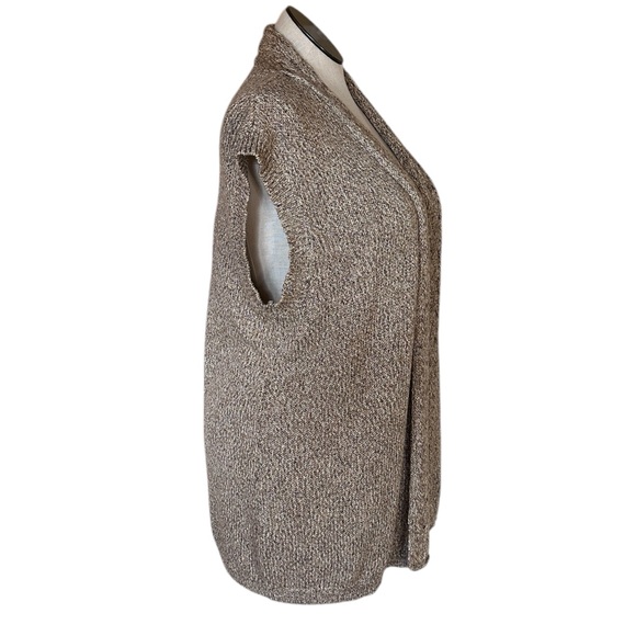 Chico's knit sleeveless cardigan vest duster Brown Cream black Open front XL 16 - Picture 3 of 13